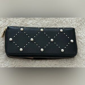 Kate Spade Hayes Street Pearl Lindsey Leather Long Zip Around Wallet Black